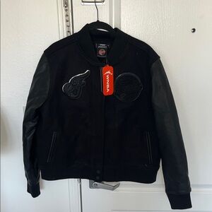 WNBA Black Varsity Jacket with Leather Sleeves Indiana Fever